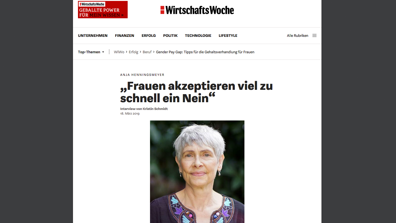 Interview in der Wirtschaftswoche mitAnja Henningsmeyer über Verhandlungsstrategien