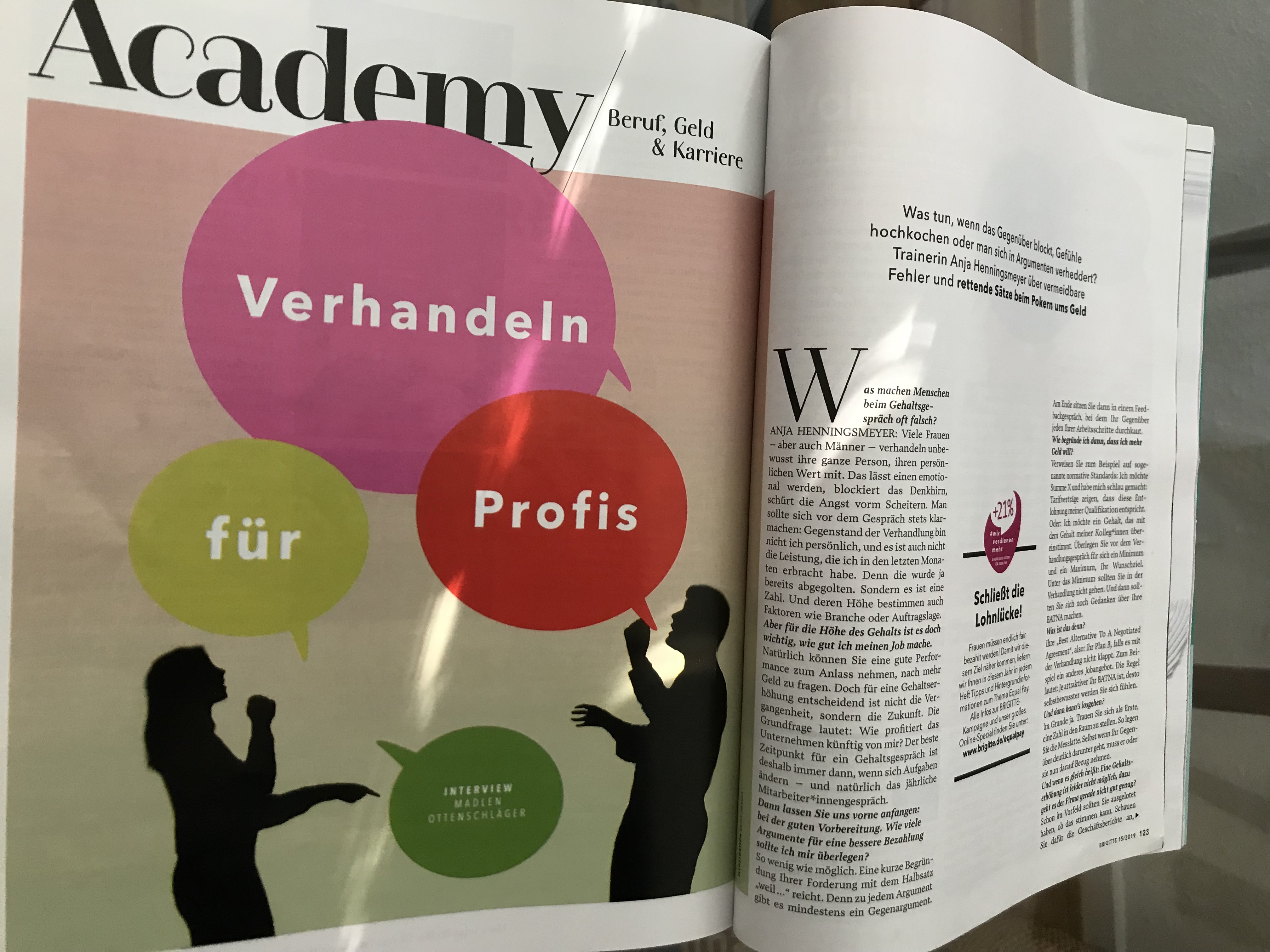 Artikel von Anja Henningsmeyer in der Frauenzeitschrift Brigitte Juli 2019